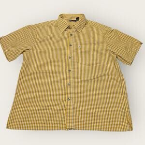 Outdoor Research Short Sleeve Plaid Button Down Mens Size Large Yellow